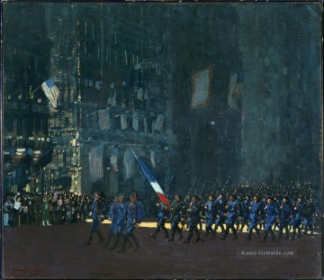 städtische Landschaft Werke - blaue Teufel auf der fünften Allee 1918 George luks Stadtbild Straßenszenen Stadt